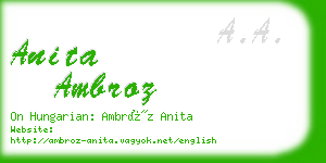 anita ambroz business card